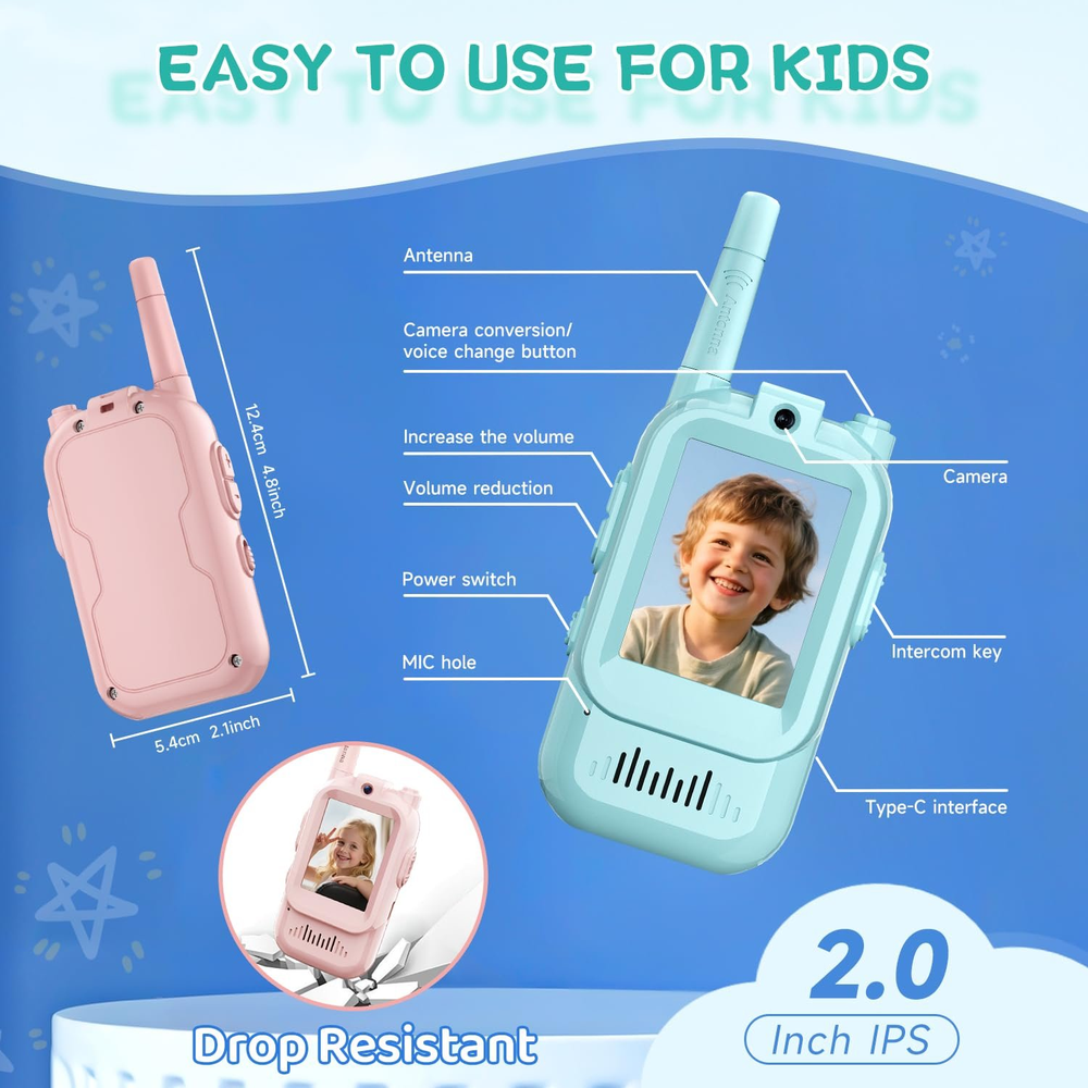 🎄🎁 2025 Christmas Surprise Gift:Video Walkie Talkies for Kids(2 Pack)